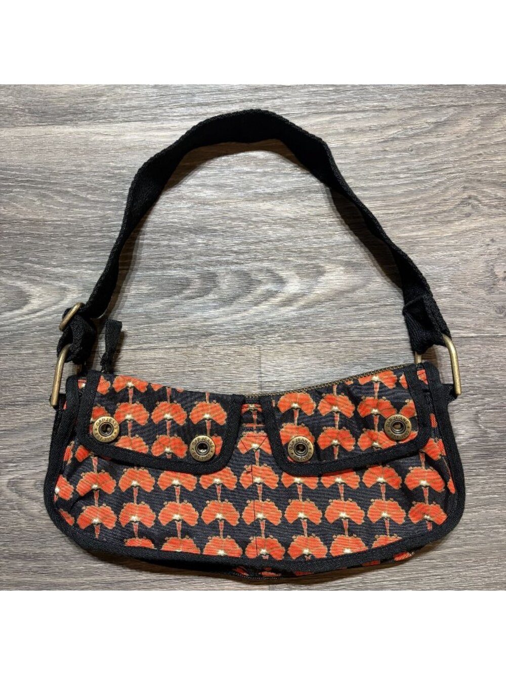 Vintage GAP Baguette Mini Poppy Shoulder Bag Purse Cargo Front Pockets Y2K 00s - Picture 2 of 12